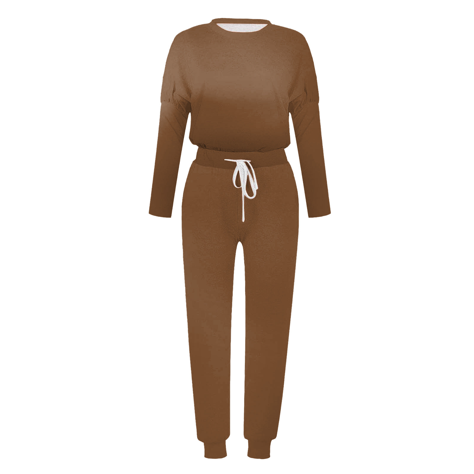 thumbnail image 4 of Conjunto de jogging de 2 piezas para mujer: camiseta de manga larga y pantalones de chándal con cordón. Conjunto informal de poliéster para todas las estaciones., 4 of 4